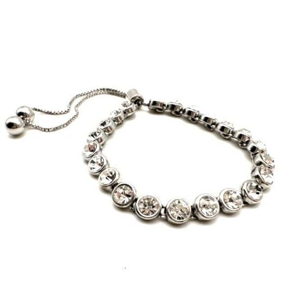 Premier‎ Designs studded statement crystal bracelet adjustable silvertone silver - Picture 3 of 10